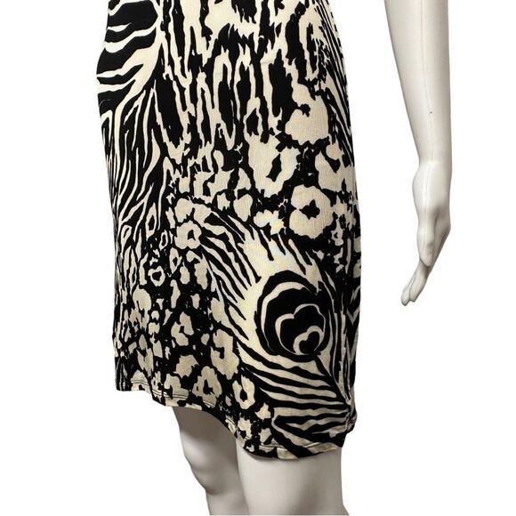 VINTAGE Hale Bob 90s Y2K 2000s Feather Print Slinky Sheer Sexy Slip Dress S XS - Picture 4 of 14